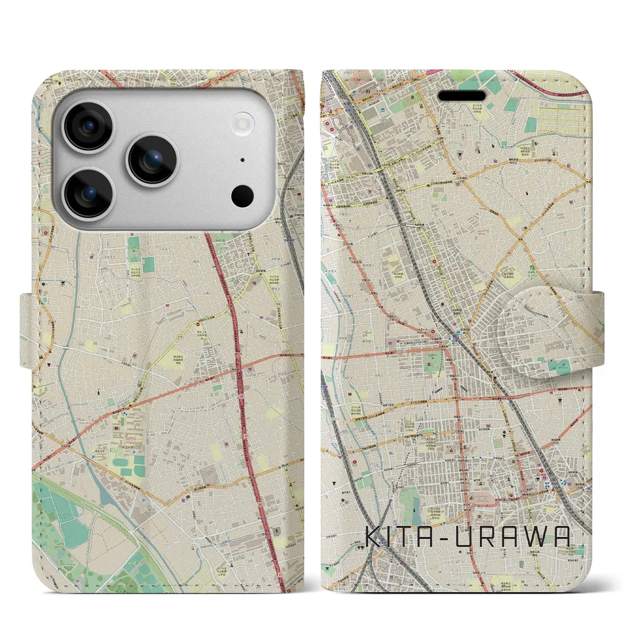 【北浦和(埼玉県)】地図柄iPhoneケース(手帳タイプ)