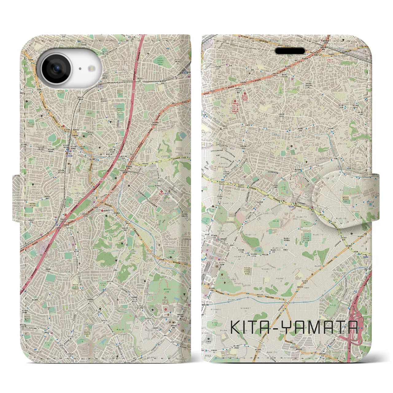 【北山田(神奈川県)】地図柄iPhoneケース(手帳タイプ)