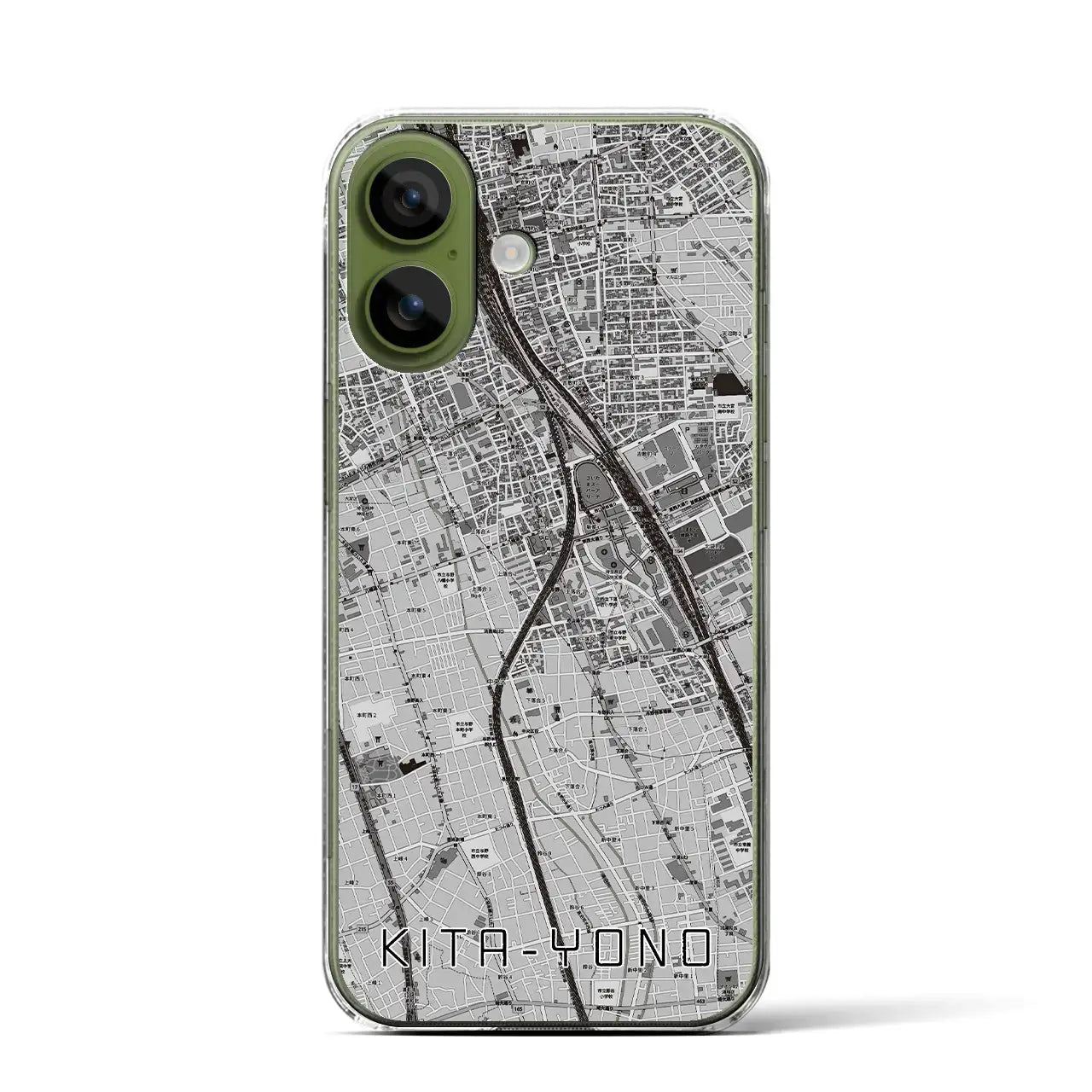 【北与野(埼玉県)】地図柄iPhoneケース(クリアタイプ)モノトーン・iPhone 17 Pro Max 用