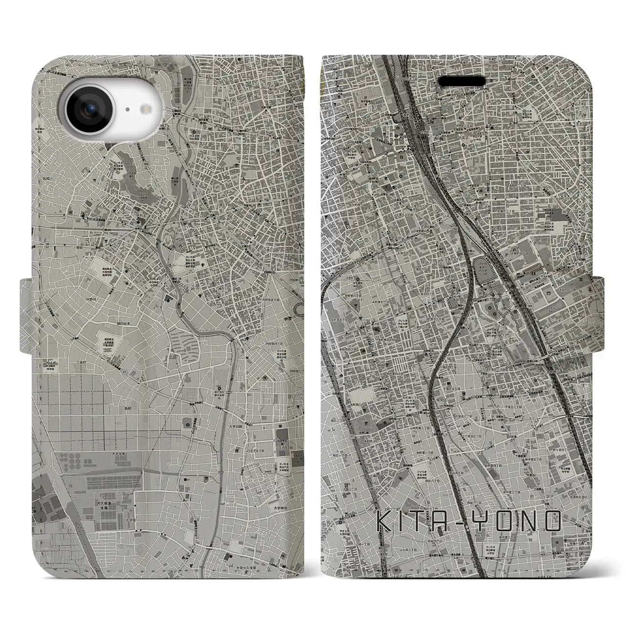 【北与野(埼玉県)】地図柄iPhoneケース(手帳タイプ)