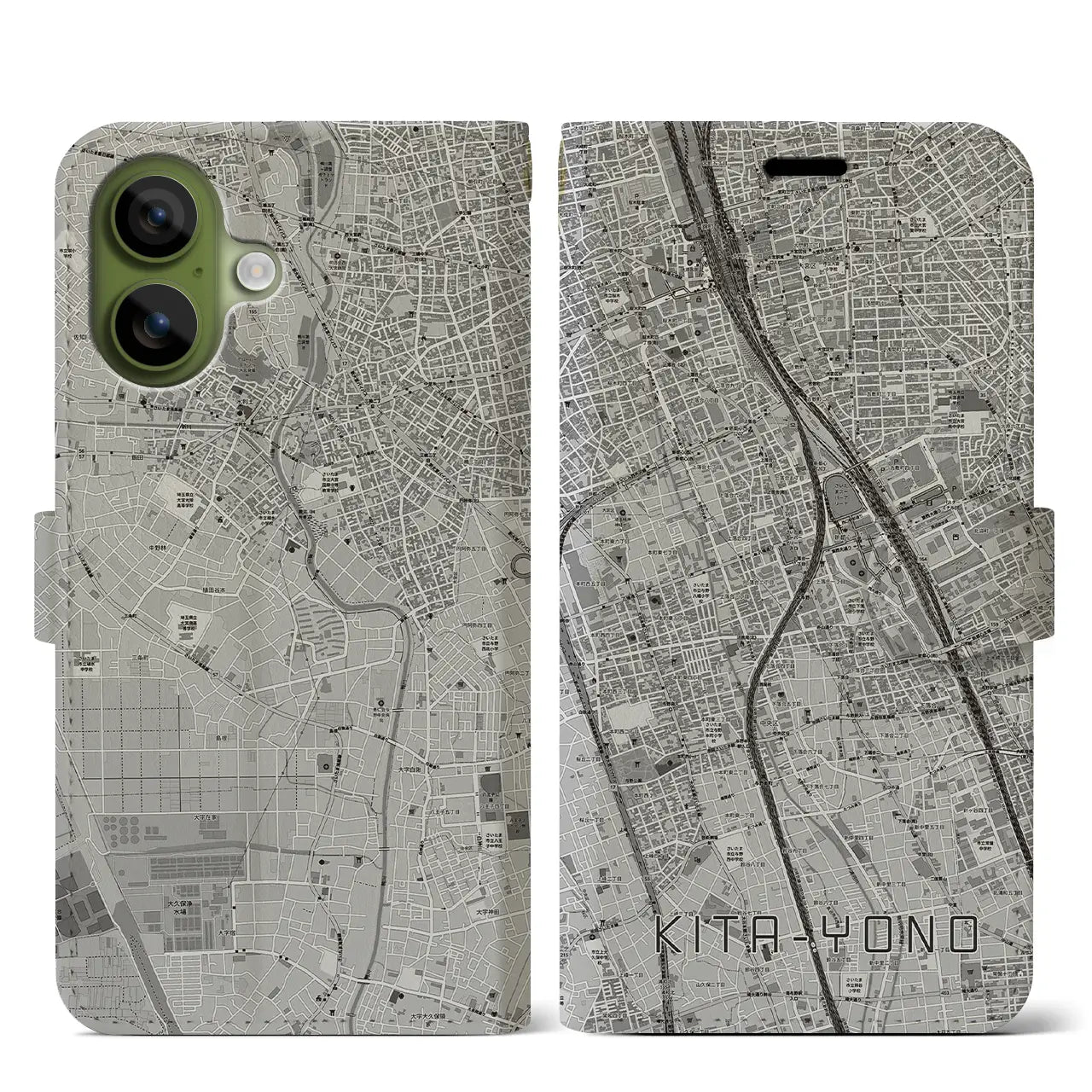 【北与野(埼玉県)】地図柄iPhoneケース(手帳タイプ)