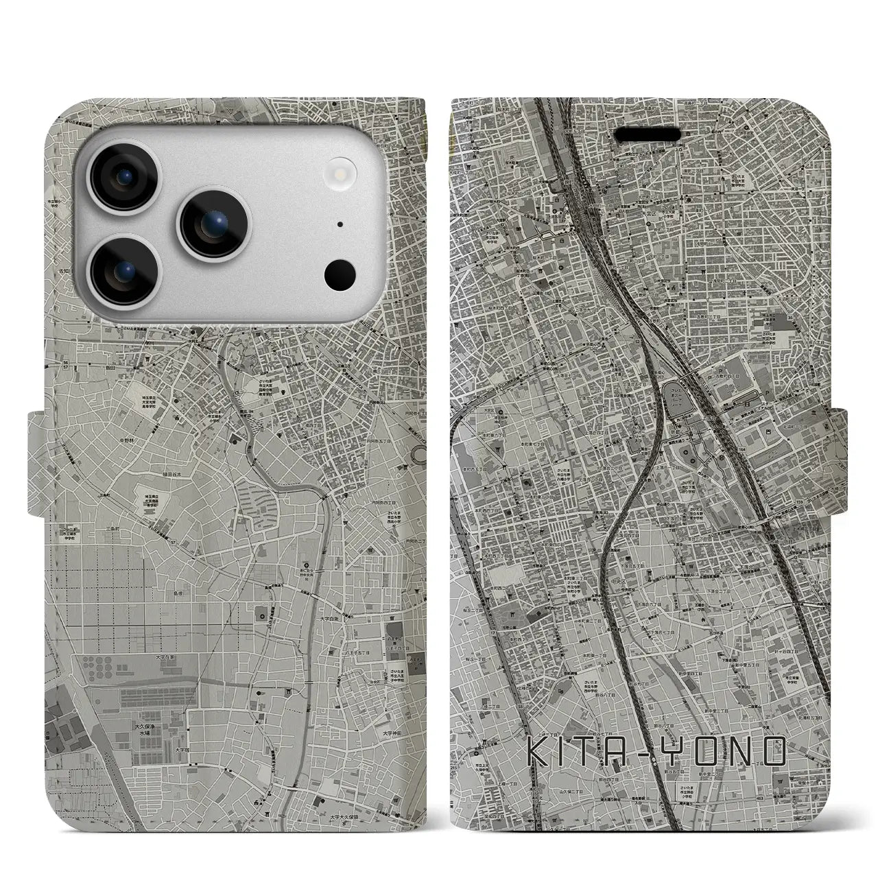 【北与野(埼玉県)】地図柄iPhoneケース(手帳タイプ)