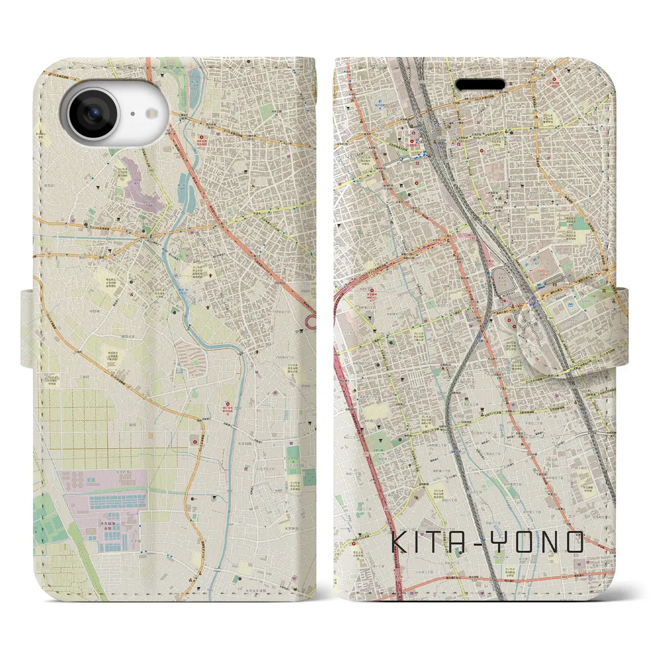 【北与野(埼玉県)】地図柄iPhoneケース(手帳タイプ)
