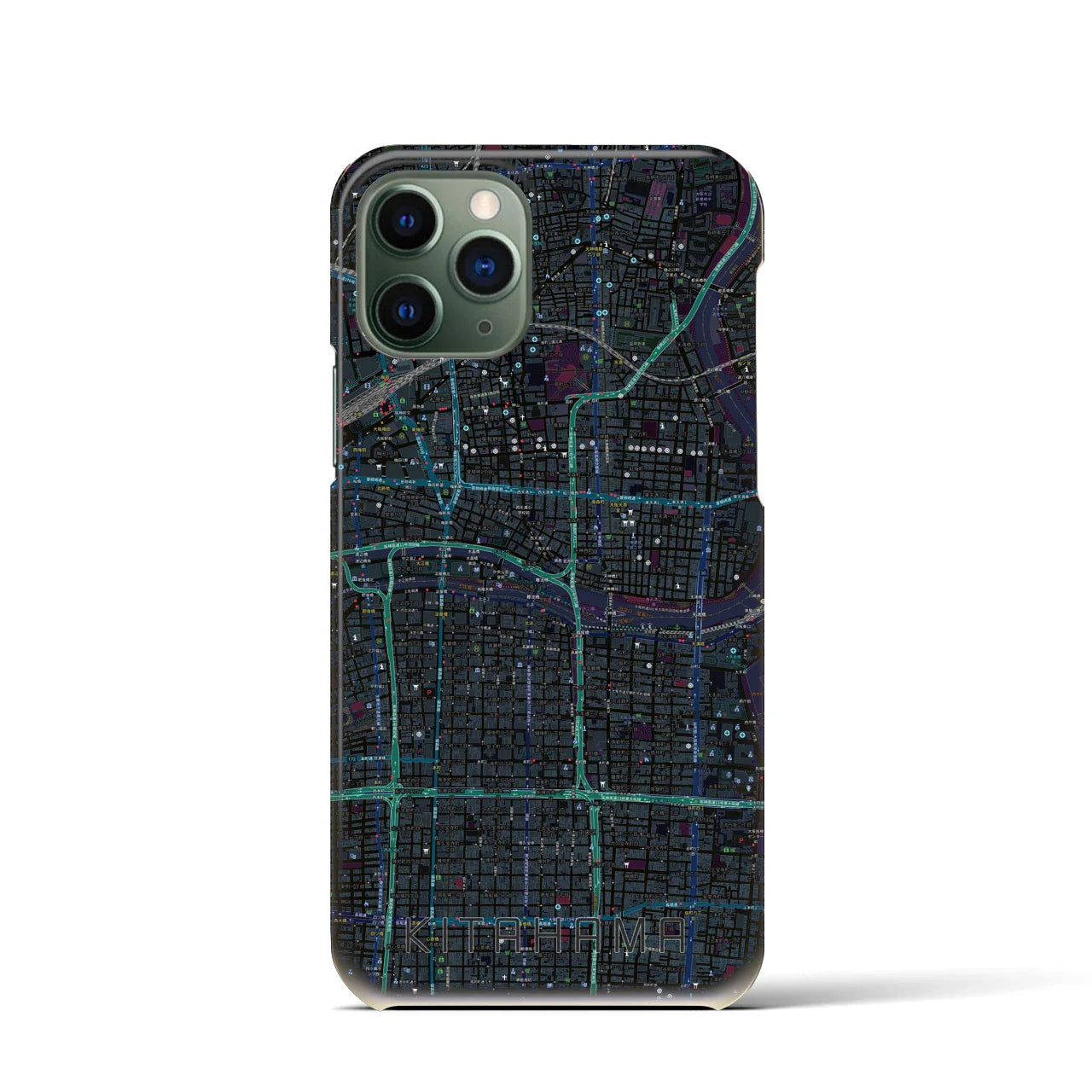 【北浜(大阪府)】地図柄iPhoneケース(バックカバータイプ)
