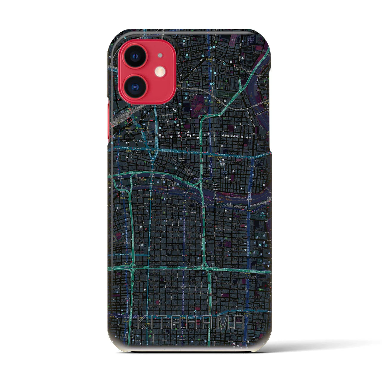 【北浜(大阪府)】地図柄iPhoneケース(バックカバータイプ)