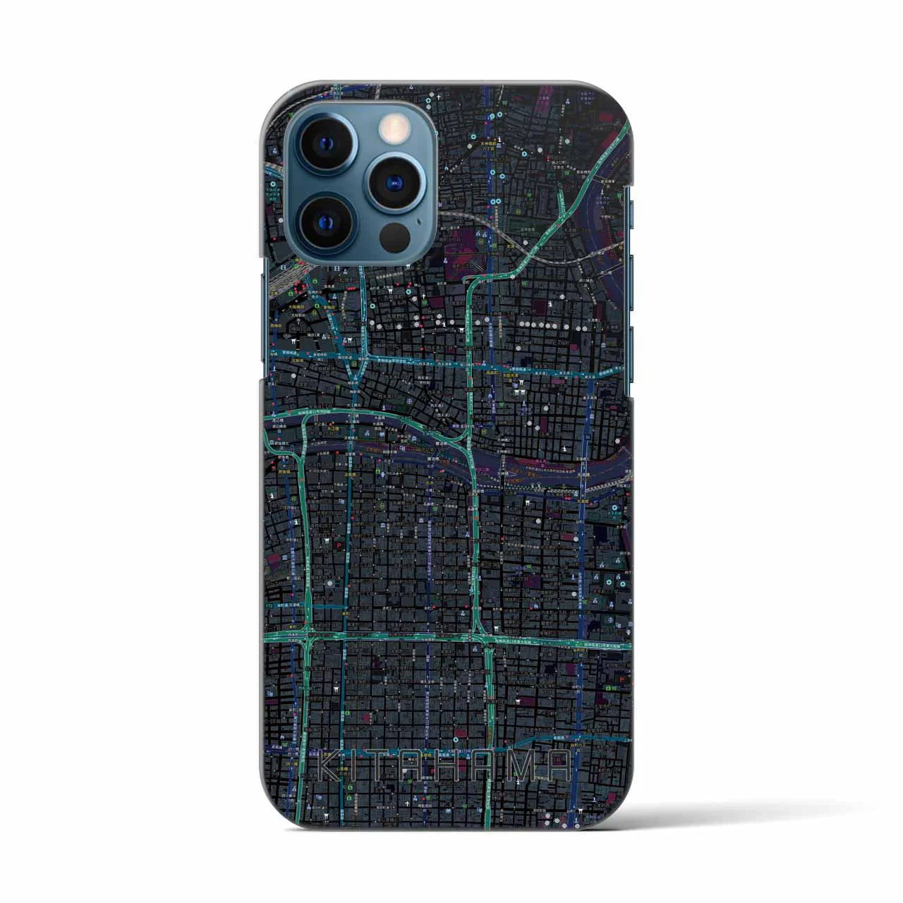 【北浜(大阪府)】地図柄iPhoneケース(バックカバータイプ)