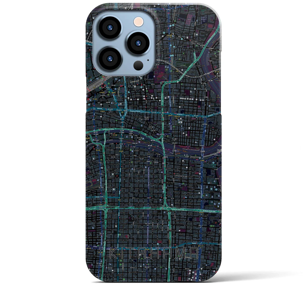 【北浜(大阪府)】地図柄iPhoneケース(バックカバータイプ)