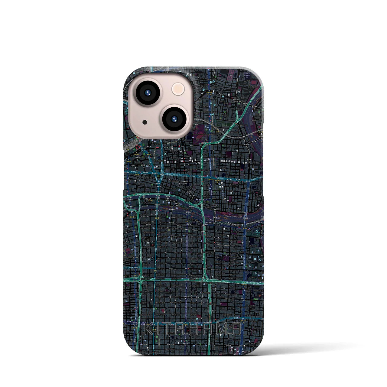 【北浜(大阪府)】地図柄iPhoneケース(バックカバータイプ)