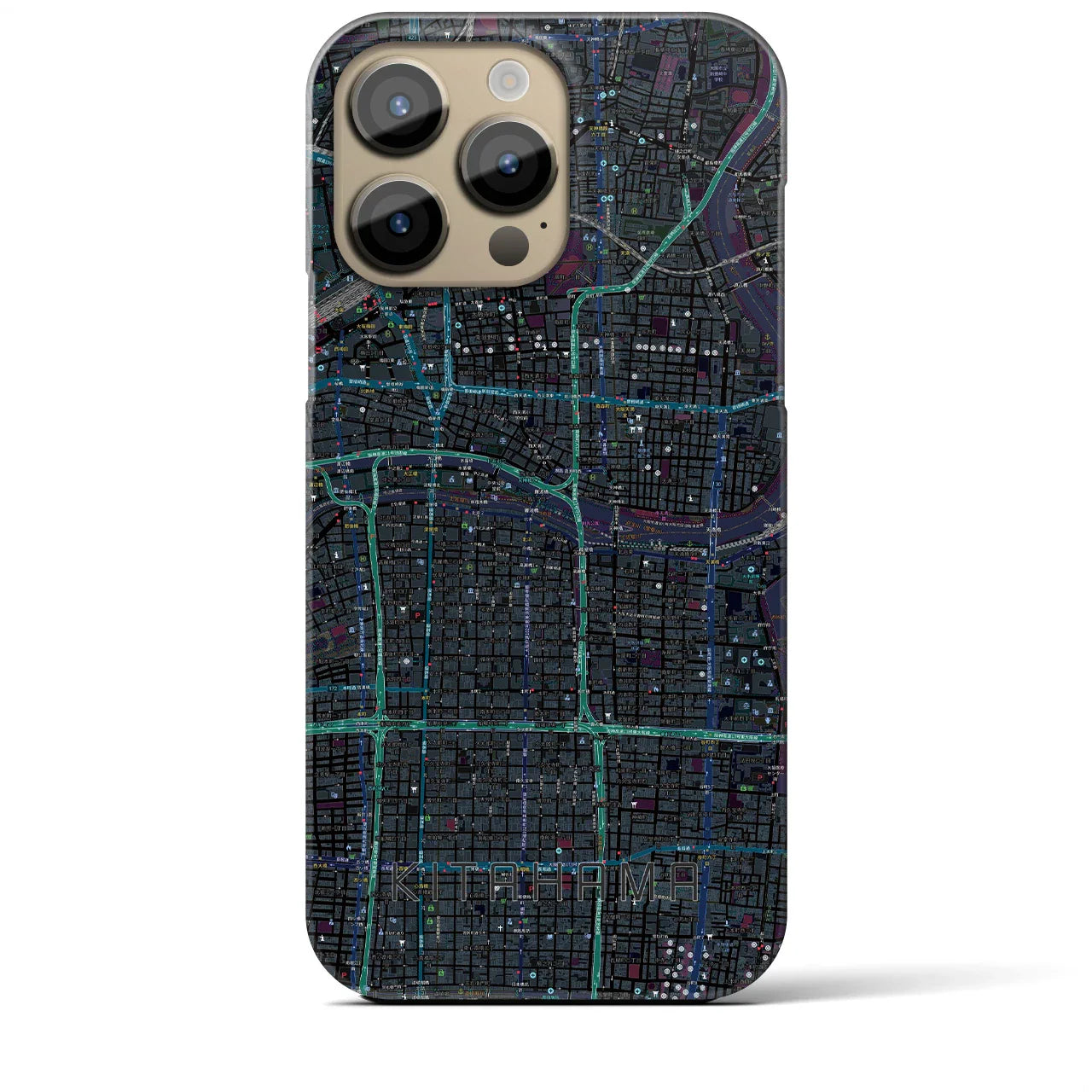 【北浜(大阪府)】地図柄iPhoneケース(バックカバータイプ)