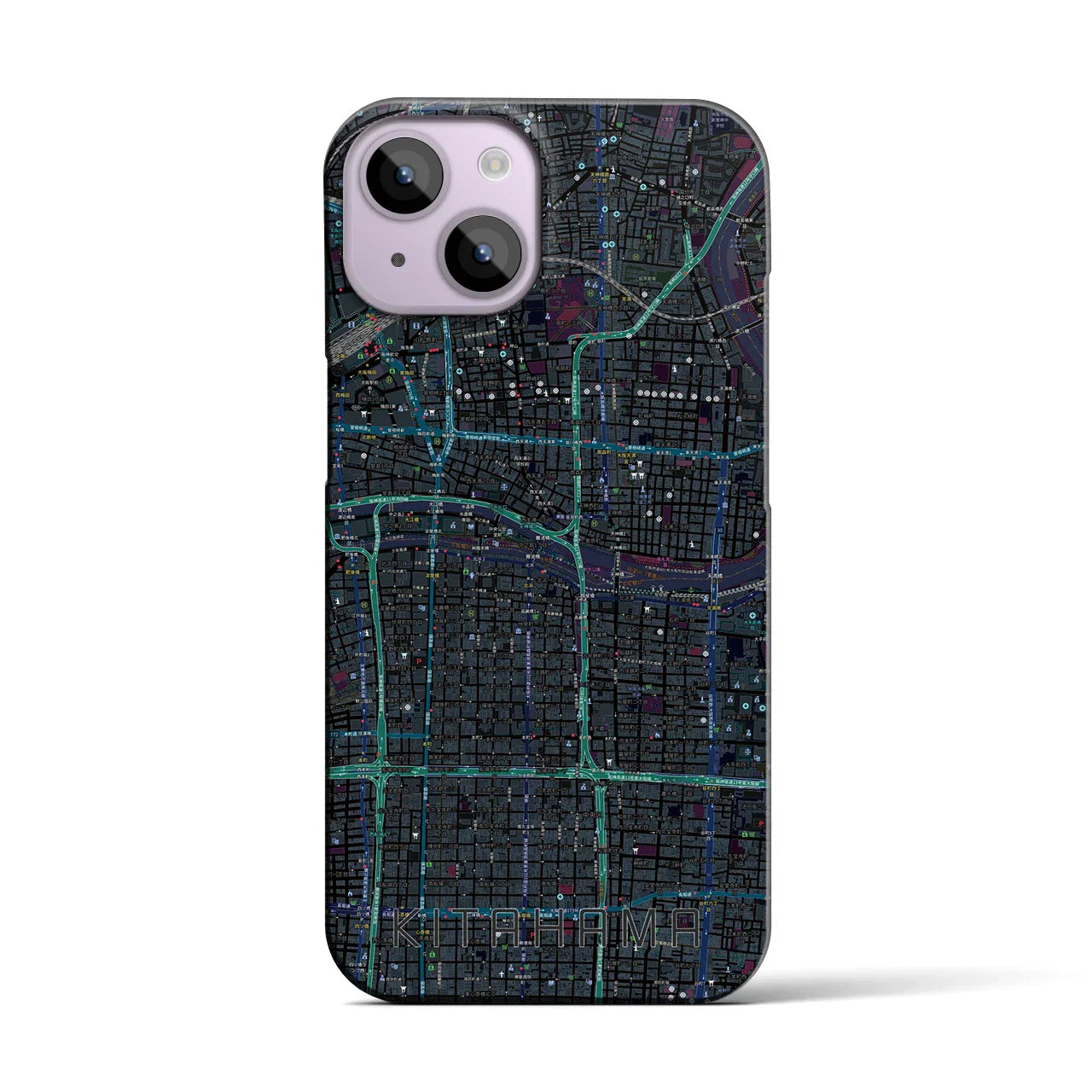 【北浜(大阪府)】地図柄iPhoneケース(バックカバータイプ)