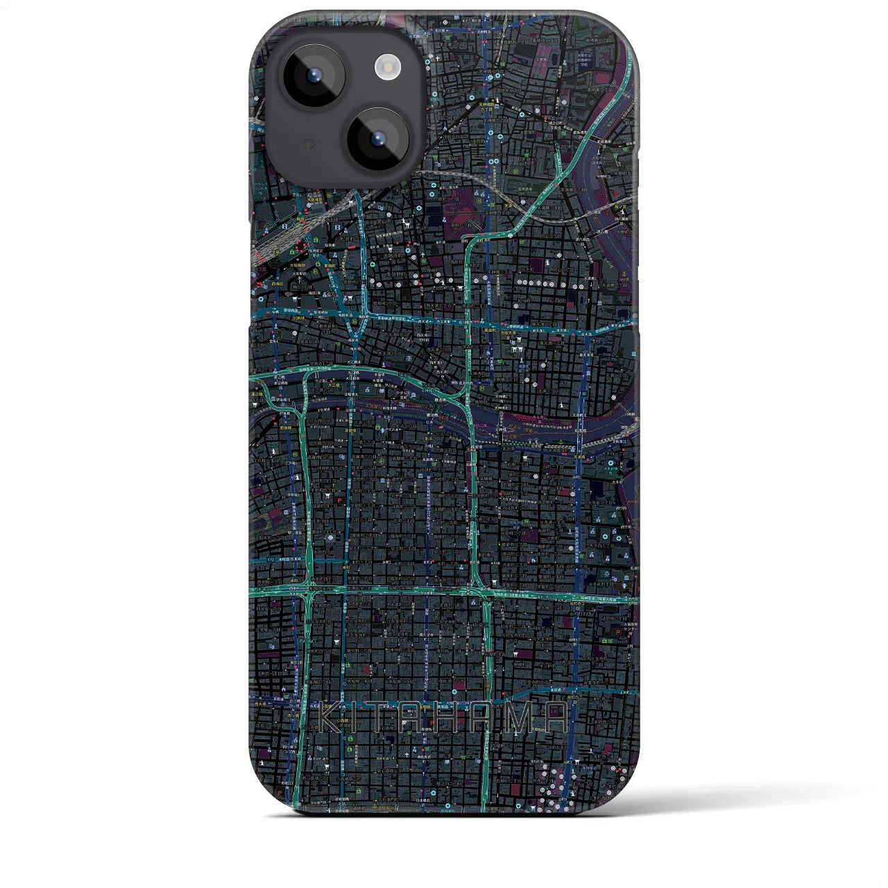 【北浜(大阪府)】地図柄iPhoneケース(バックカバータイプ)