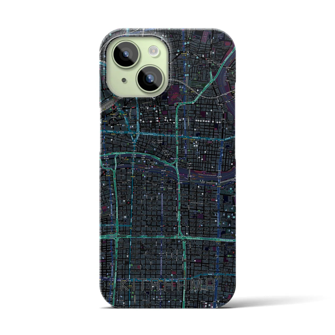 【北浜(大阪府)】地図柄iPhoneケース(バックカバータイプ)