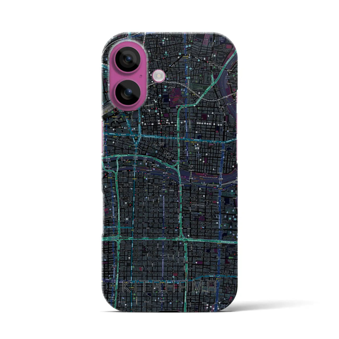 【北浜(大阪府)】地図柄iPhoneケース(バックカバータイプ)