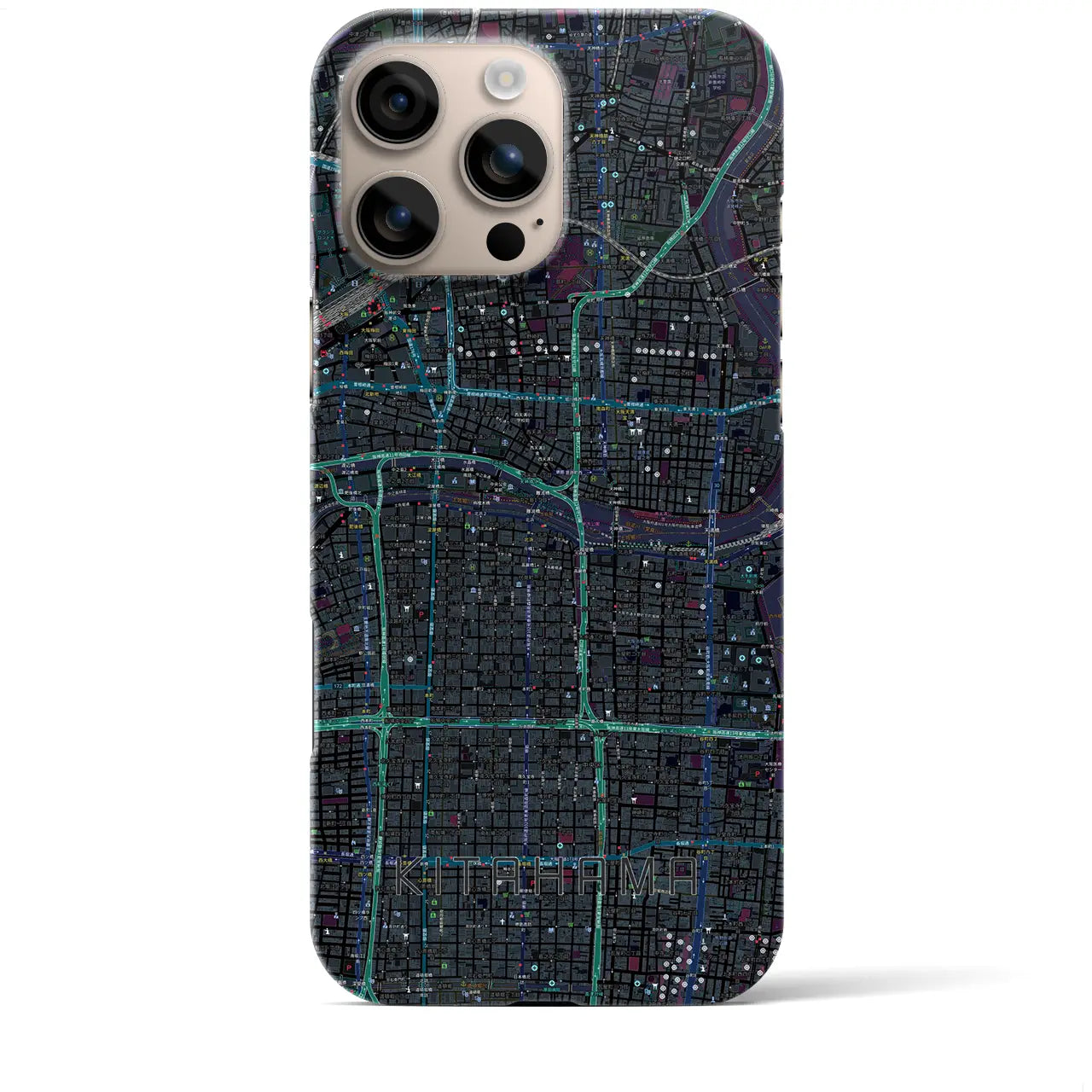 【北浜(大阪府)】地図柄iPhoneケース(バックカバータイプ)