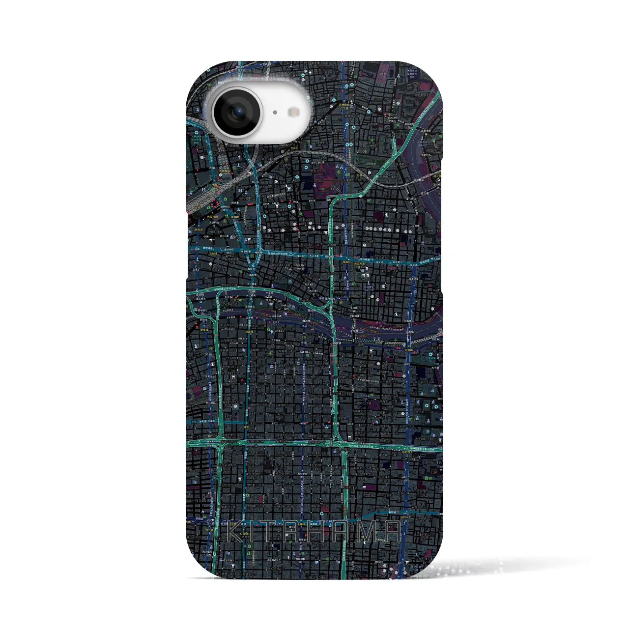 【北浜(大阪府)】地図柄iPhoneケース(バックカバータイプ)