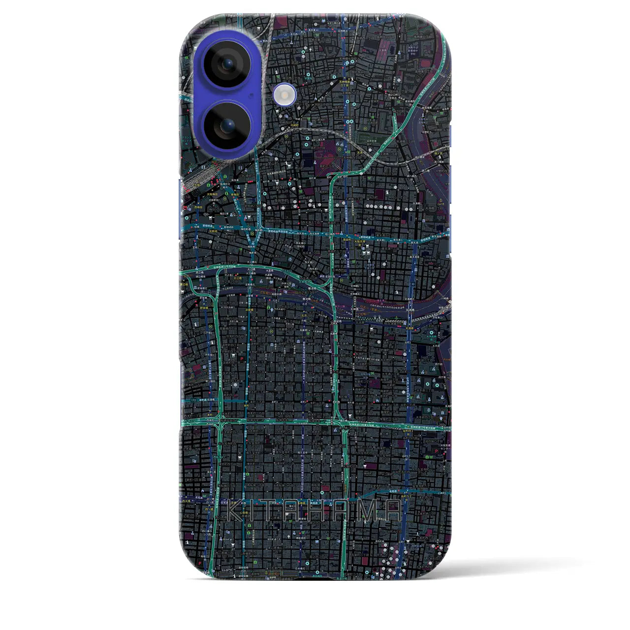 【北浜(大阪府)】地図柄iPhoneケース(バックカバータイプ)