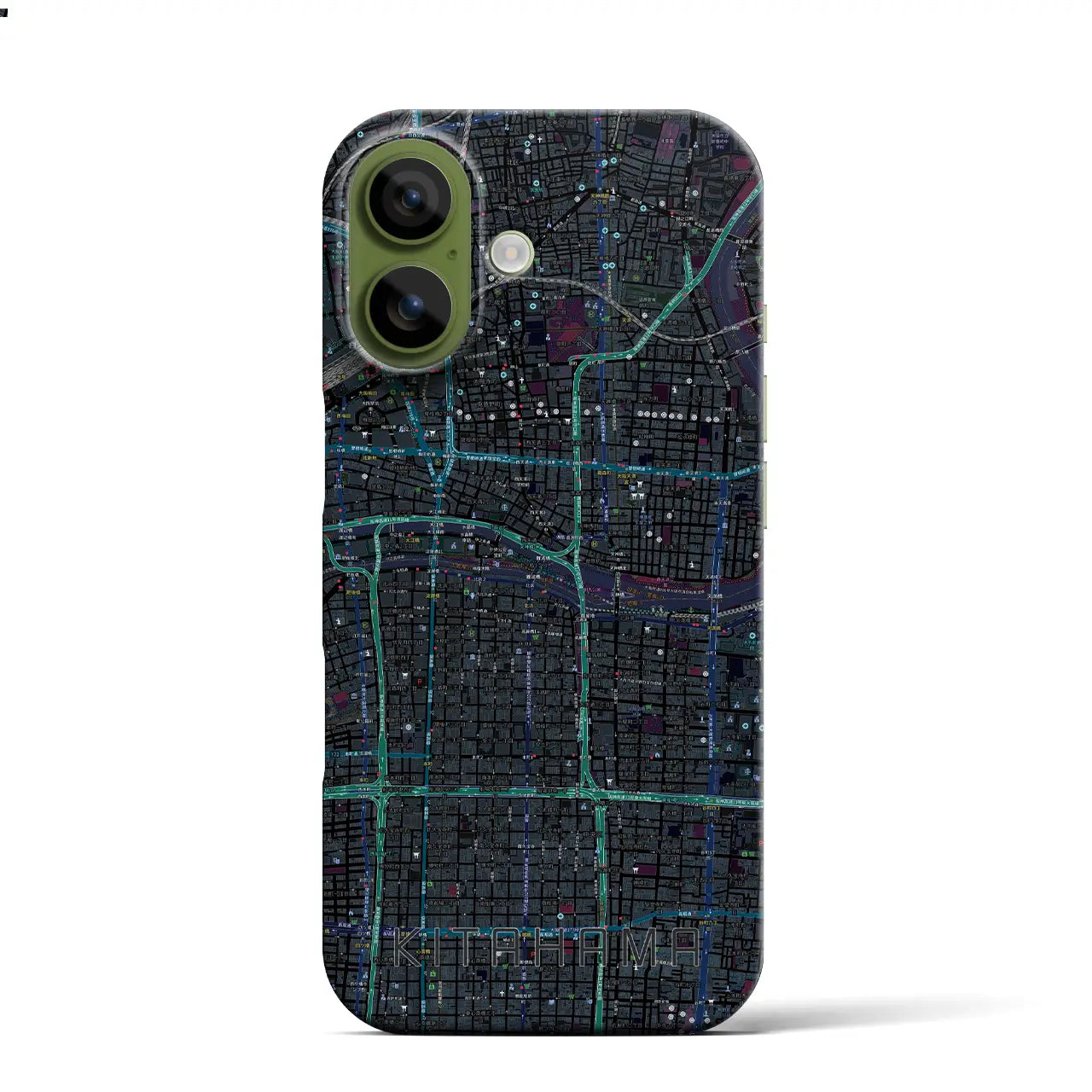 【北浜(大阪府)】地図柄iPhoneケース(バックカバータイプ)