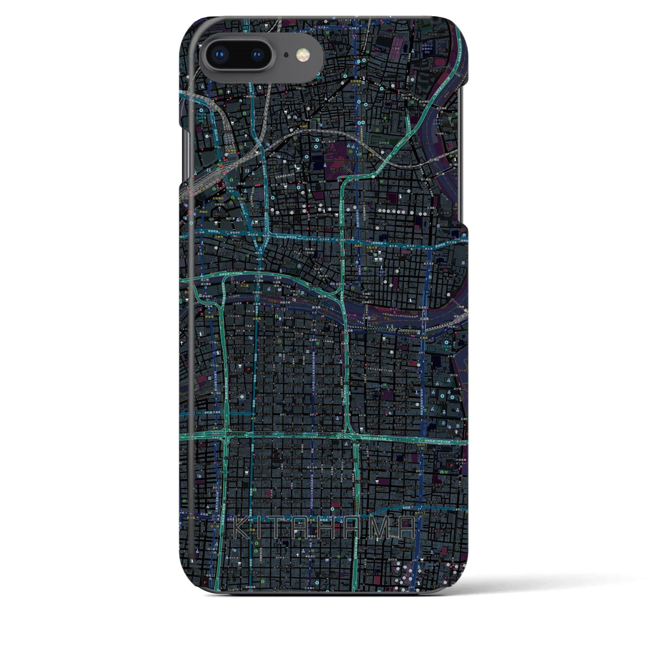 【北浜(大阪府)】地図柄iPhoneケース(バックカバータイプ)