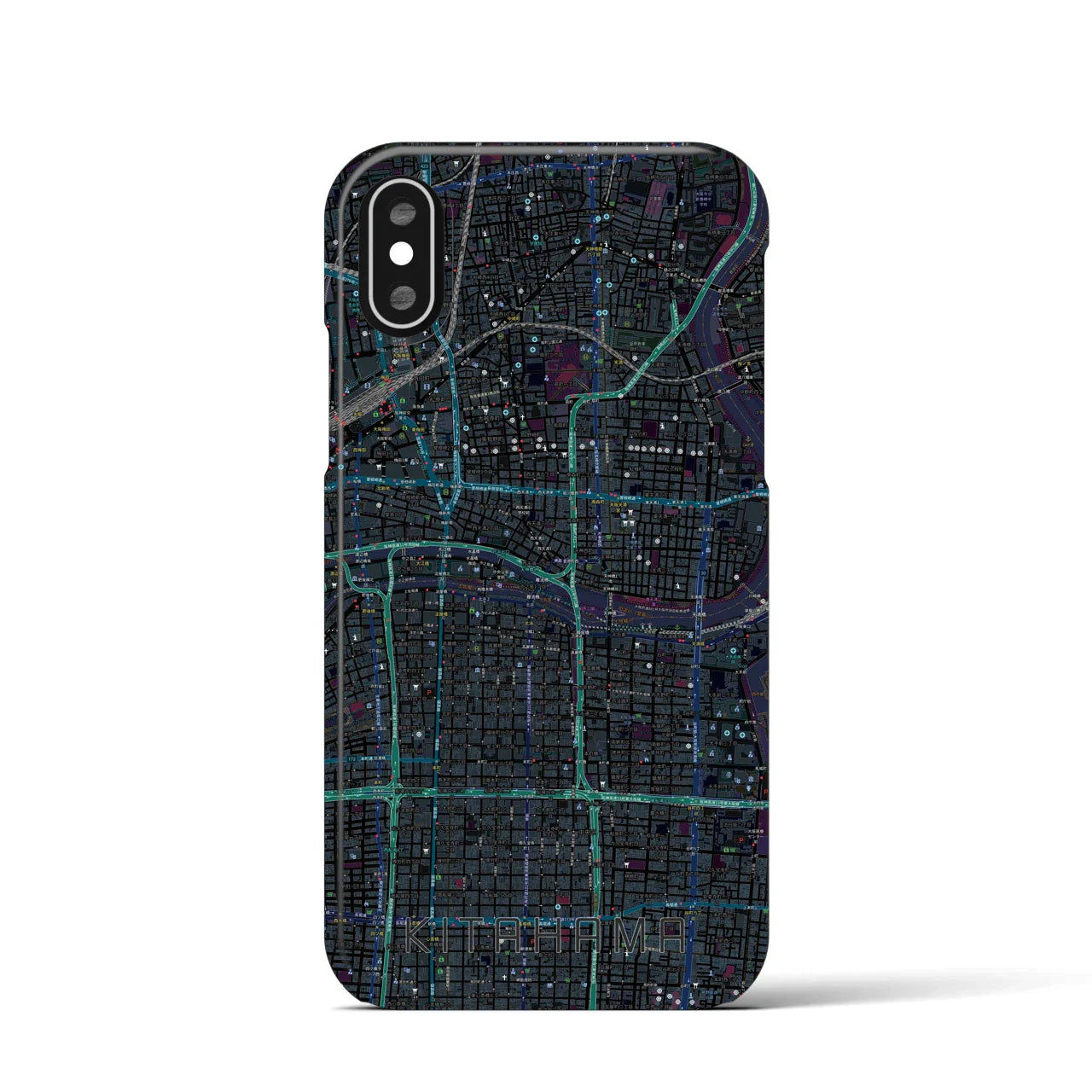 【北浜(大阪府)】地図柄iPhoneケース(バックカバータイプ)