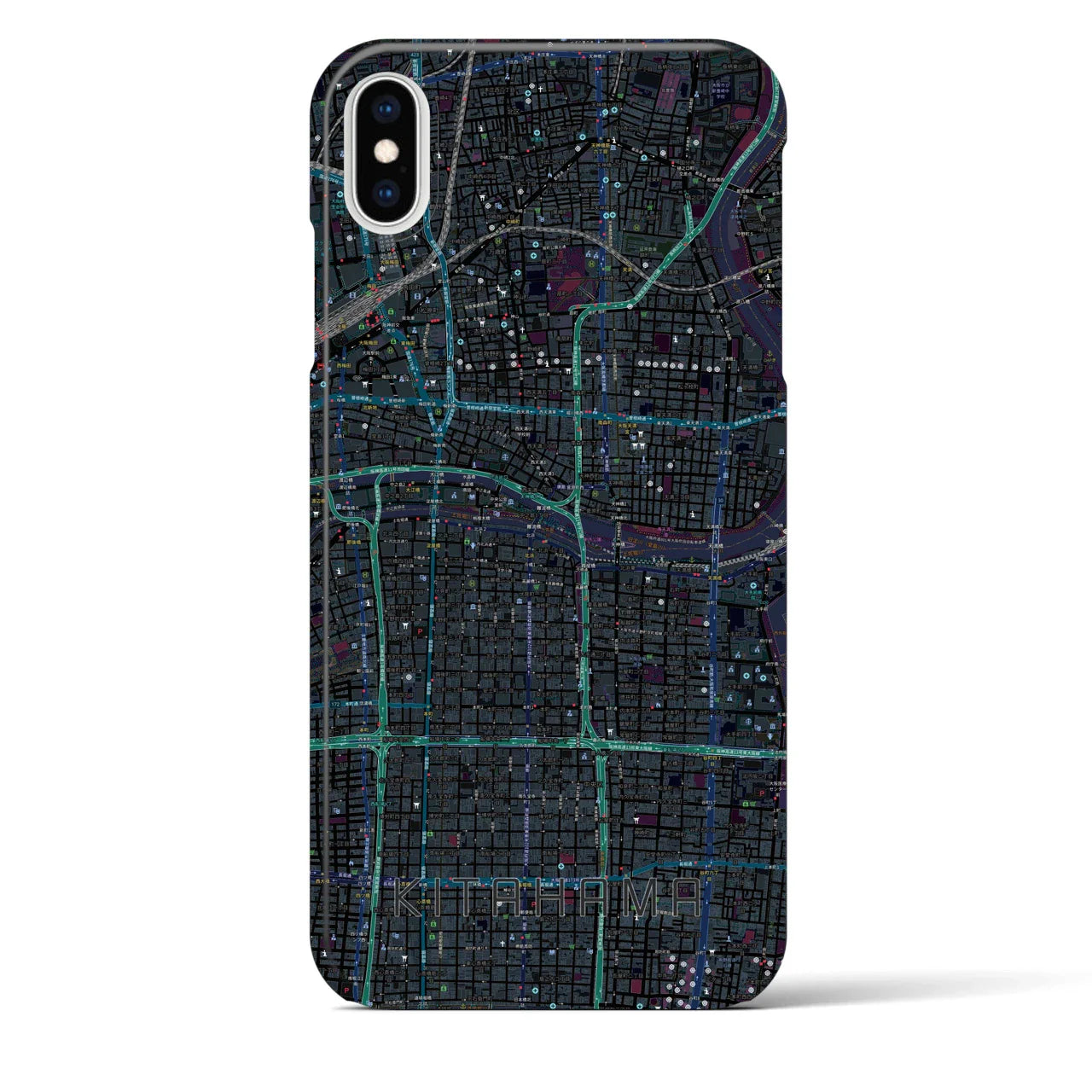 【北浜(大阪府)】地図柄iPhoneケース(バックカバータイプ)