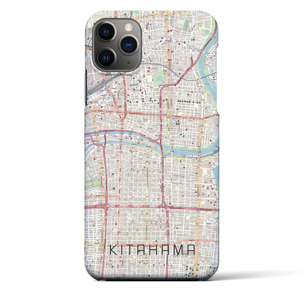 【北浜(大阪府)】地図柄iPhoneケース(バックカバータイプ)