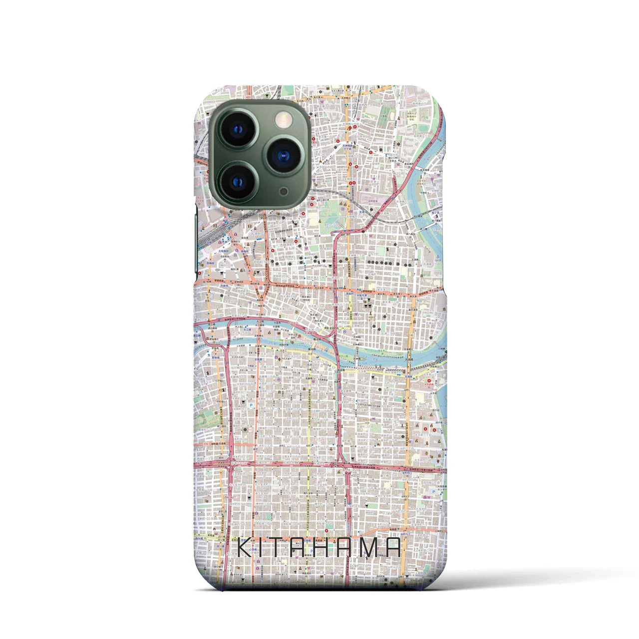 【北浜(大阪府)】地図柄iPhoneケース(バックカバータイプ)