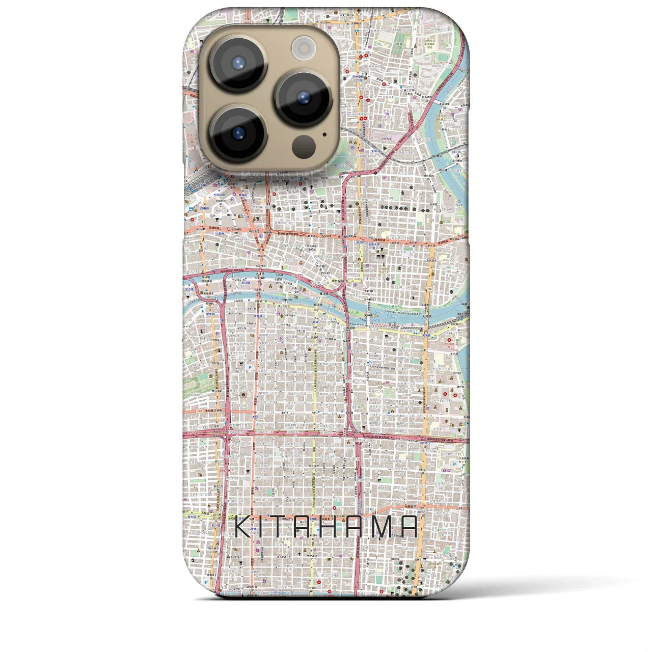 【北浜(大阪府)】地図柄iPhoneケース(バックカバータイプ)