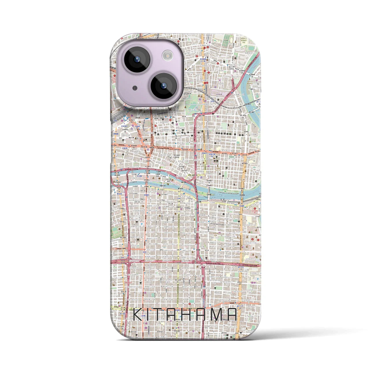 【北浜(大阪府)】地図柄iPhoneケース(バックカバータイプ)