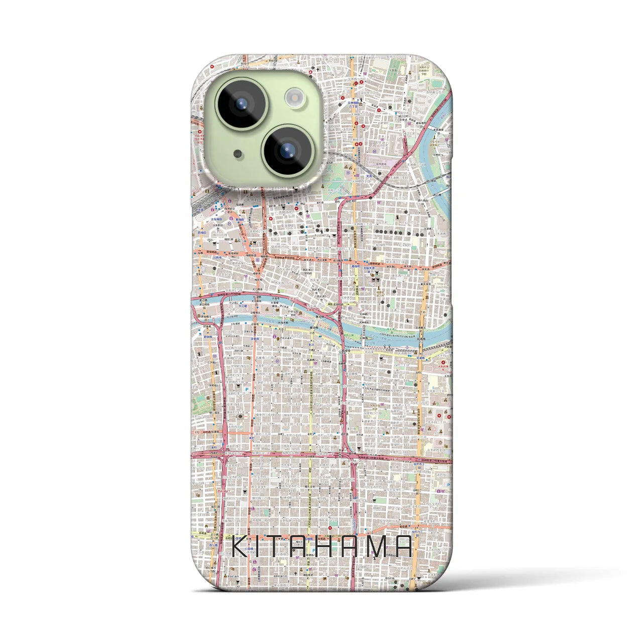 【北浜(大阪府)】地図柄iPhoneケース(バックカバータイプ)