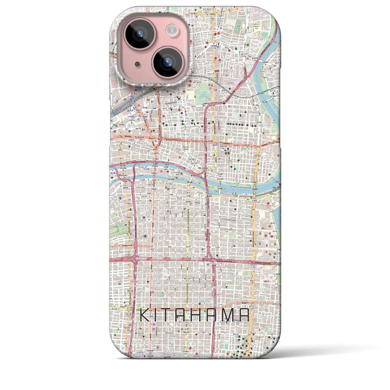 【北浜(大阪府)】地図柄iPhoneケース(バックカバータイプ)