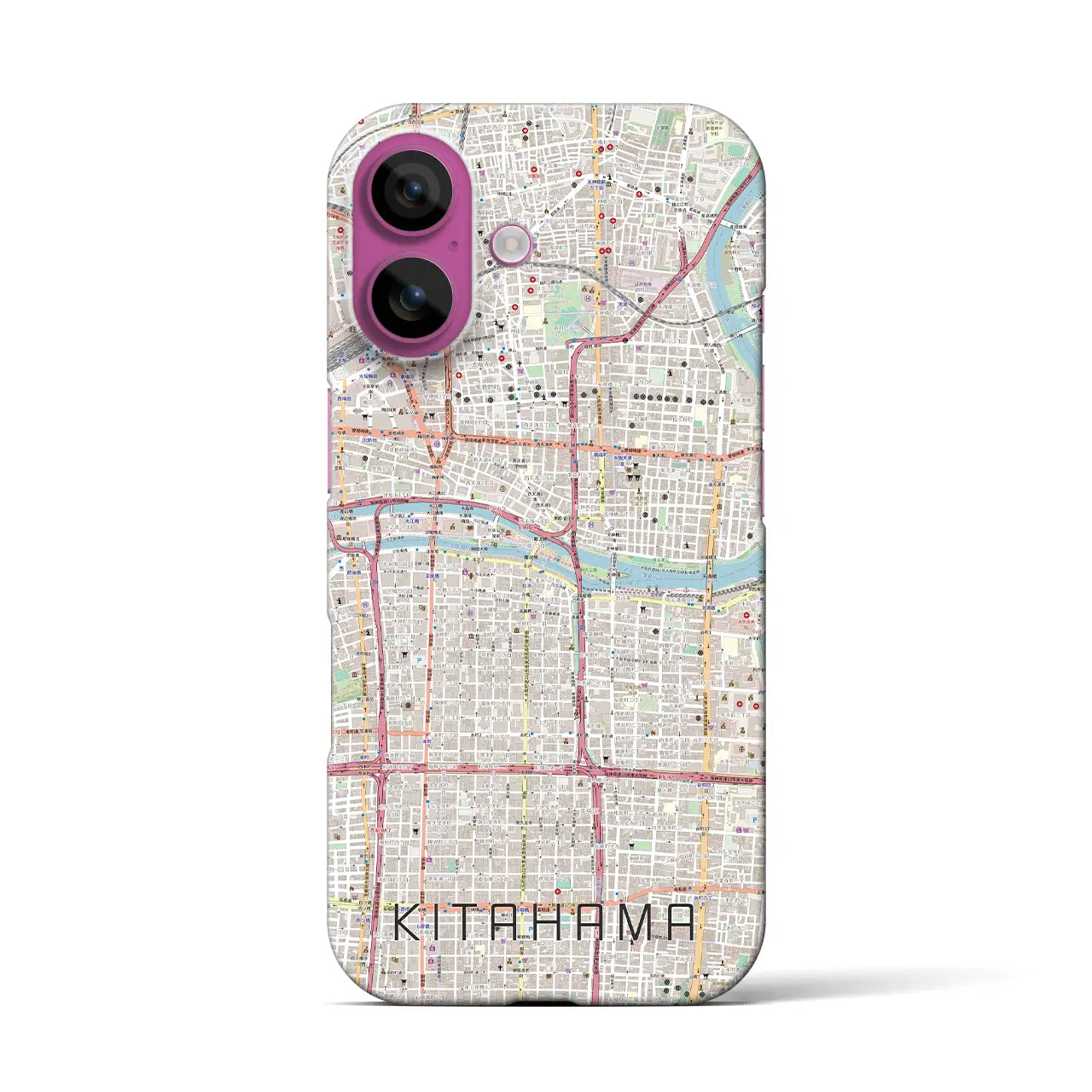 【北浜(大阪府)】地図柄iPhoneケース(バックカバータイプ)