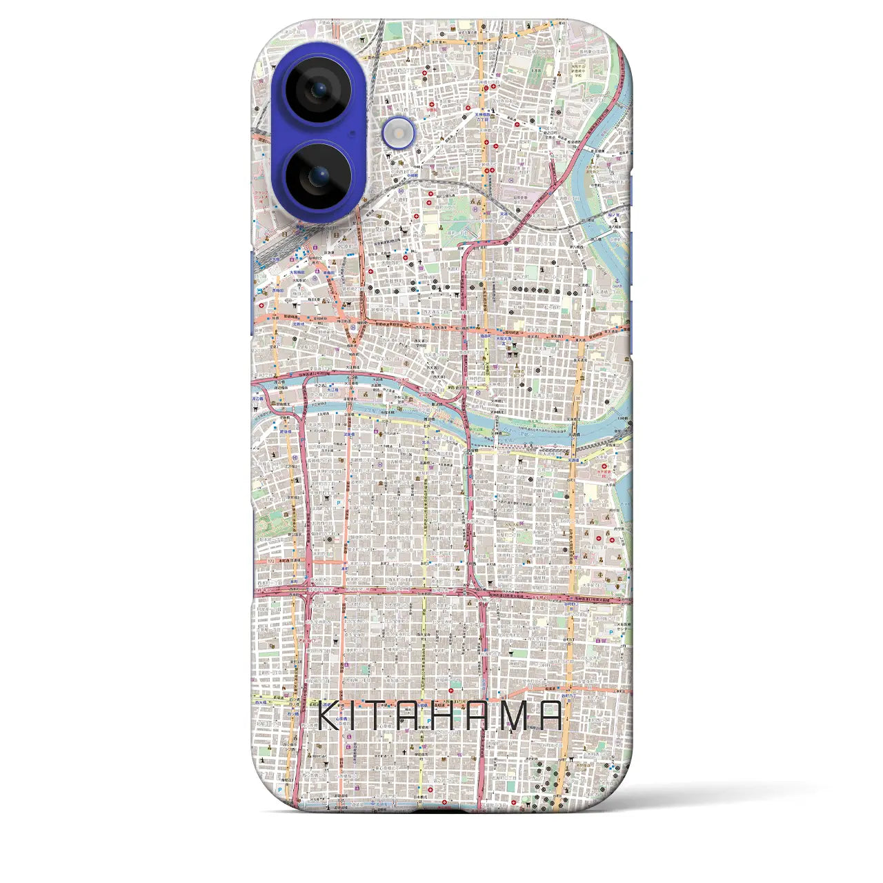【北浜(大阪府)】地図柄iPhoneケース(バックカバータイプ)ナチュラル・iPhone 16 Pro Max 用