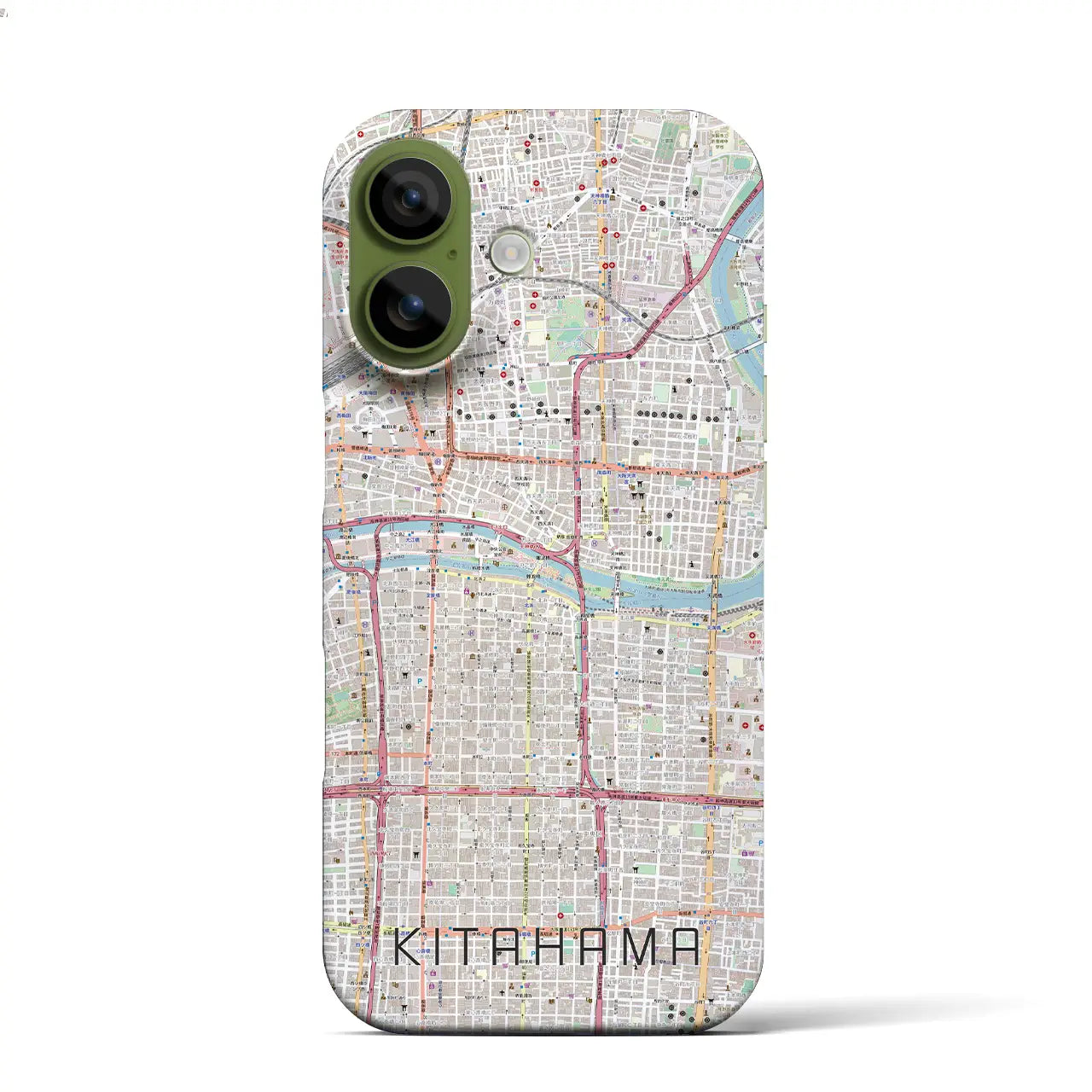 【北浜(大阪府)】地図柄iPhoneケース(バックカバータイプ)ブラック・iPhone 17 Pro Max 用