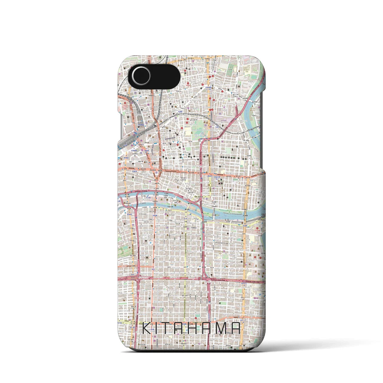 【北浜(大阪府)】地図柄iPhoneケース(バックカバータイプ)