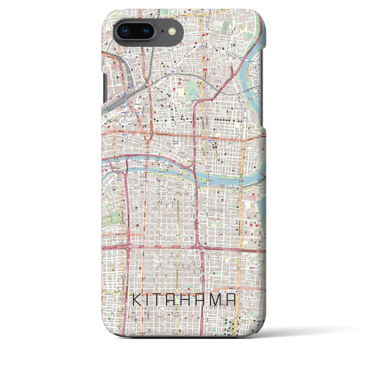 【北浜(大阪府)】地図柄iPhoneケース(バックカバータイプ)