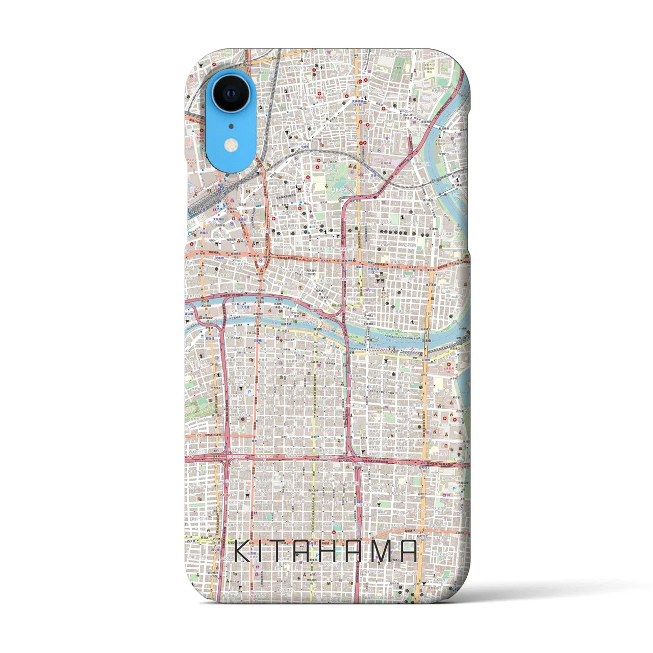 【北浜(大阪府)】地図柄iPhoneケース(バックカバータイプ)