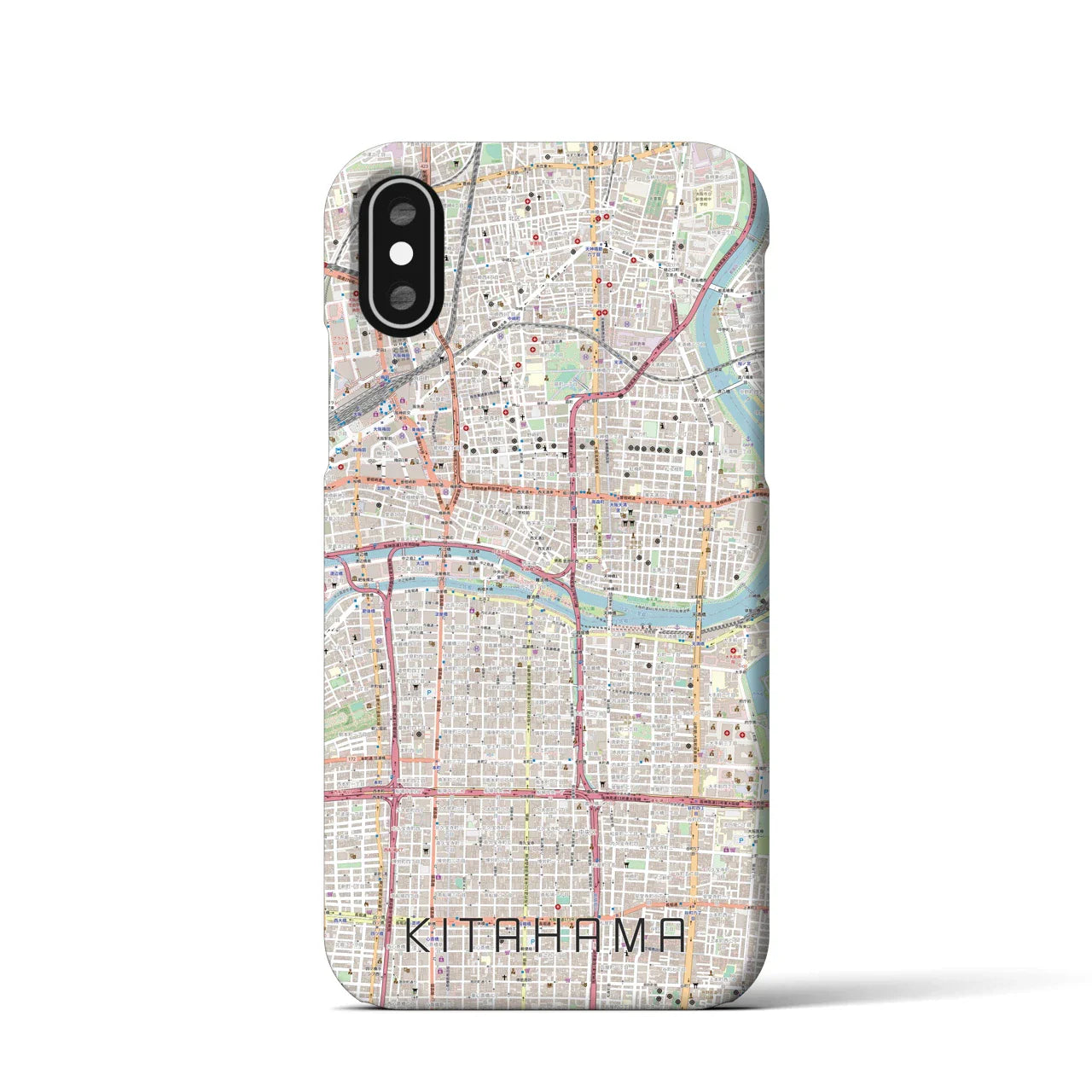 【北浜(大阪府)】地図柄iPhoneケース(バックカバータイプ)