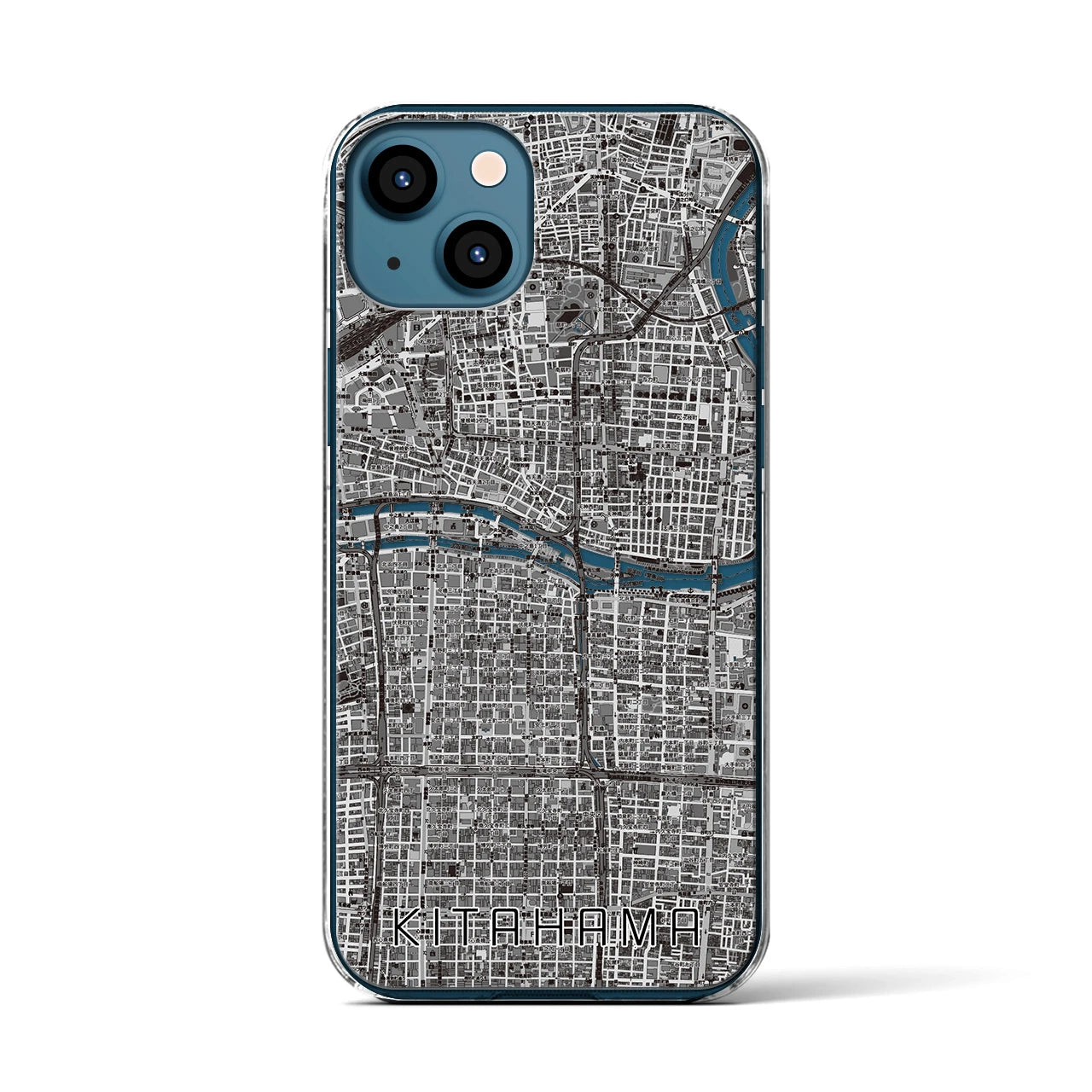 【北浜(大阪府)】地図柄iPhoneケース(クリアタイプ)