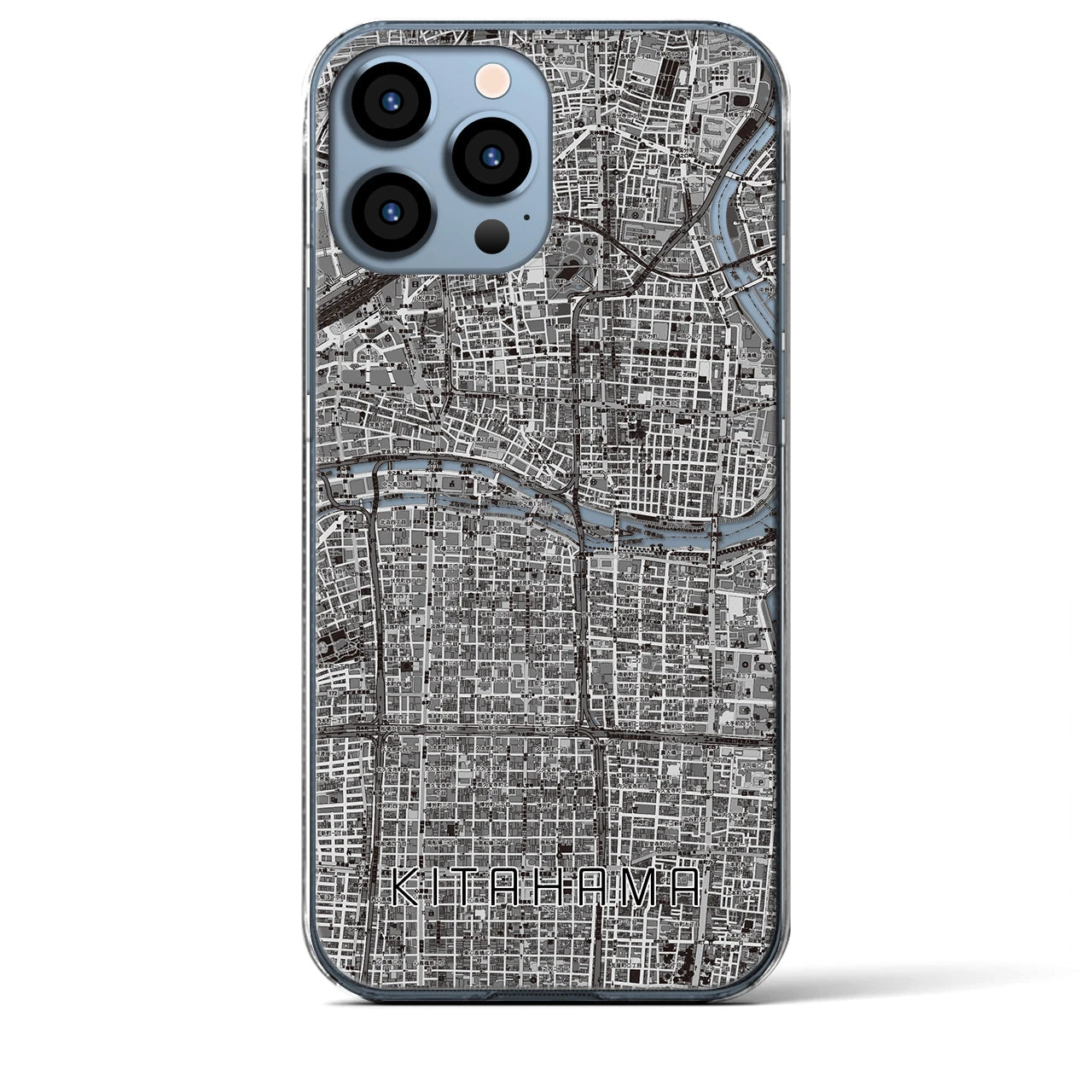 【北浜(大阪府)】地図柄iPhoneケース(クリアタイプ)