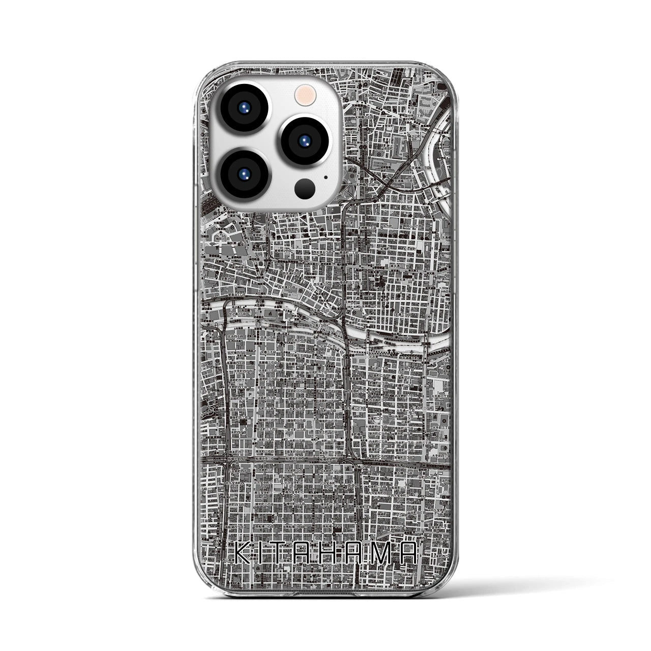 【北浜(大阪府)】地図柄iPhoneケース(クリアタイプ)