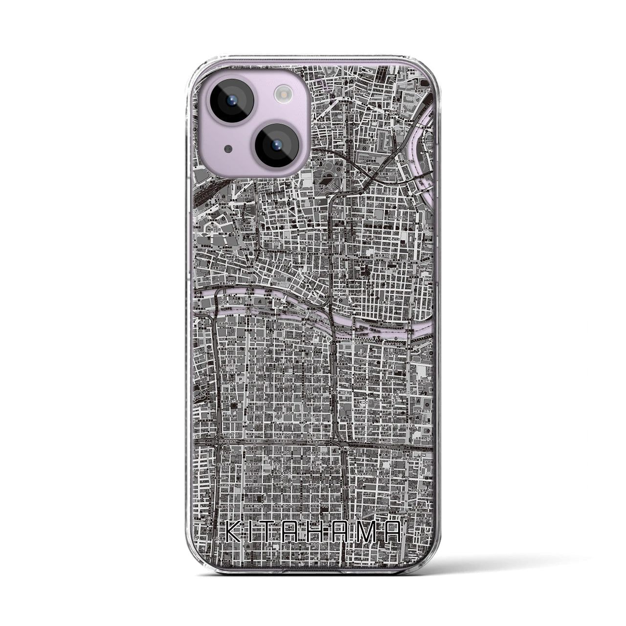 【北浜(大阪府)】地図柄iPhoneケース(クリアタイプ)