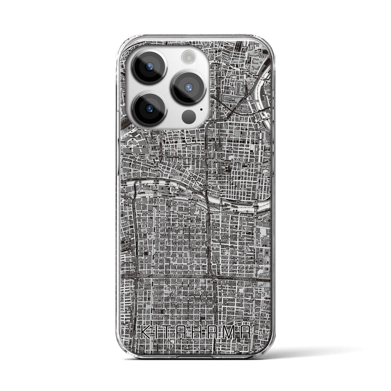 【北浜(大阪府)】地図柄iPhoneケース(クリアタイプ)