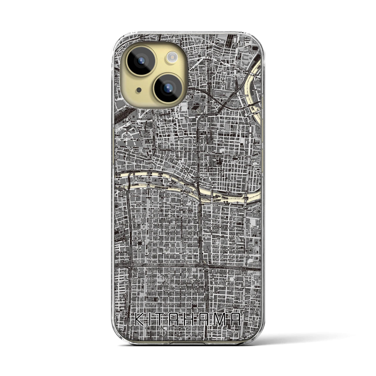 【北浜(大阪府)】地図柄iPhoneケース(クリアタイプ)