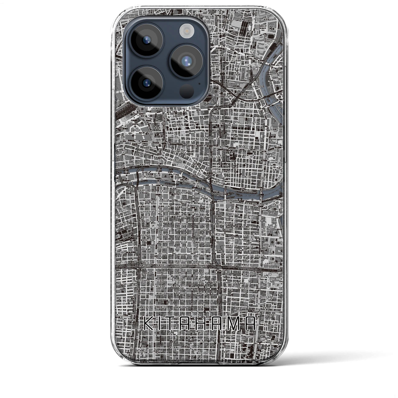 【北浜(大阪府)】地図柄iPhoneケース(クリアタイプ)