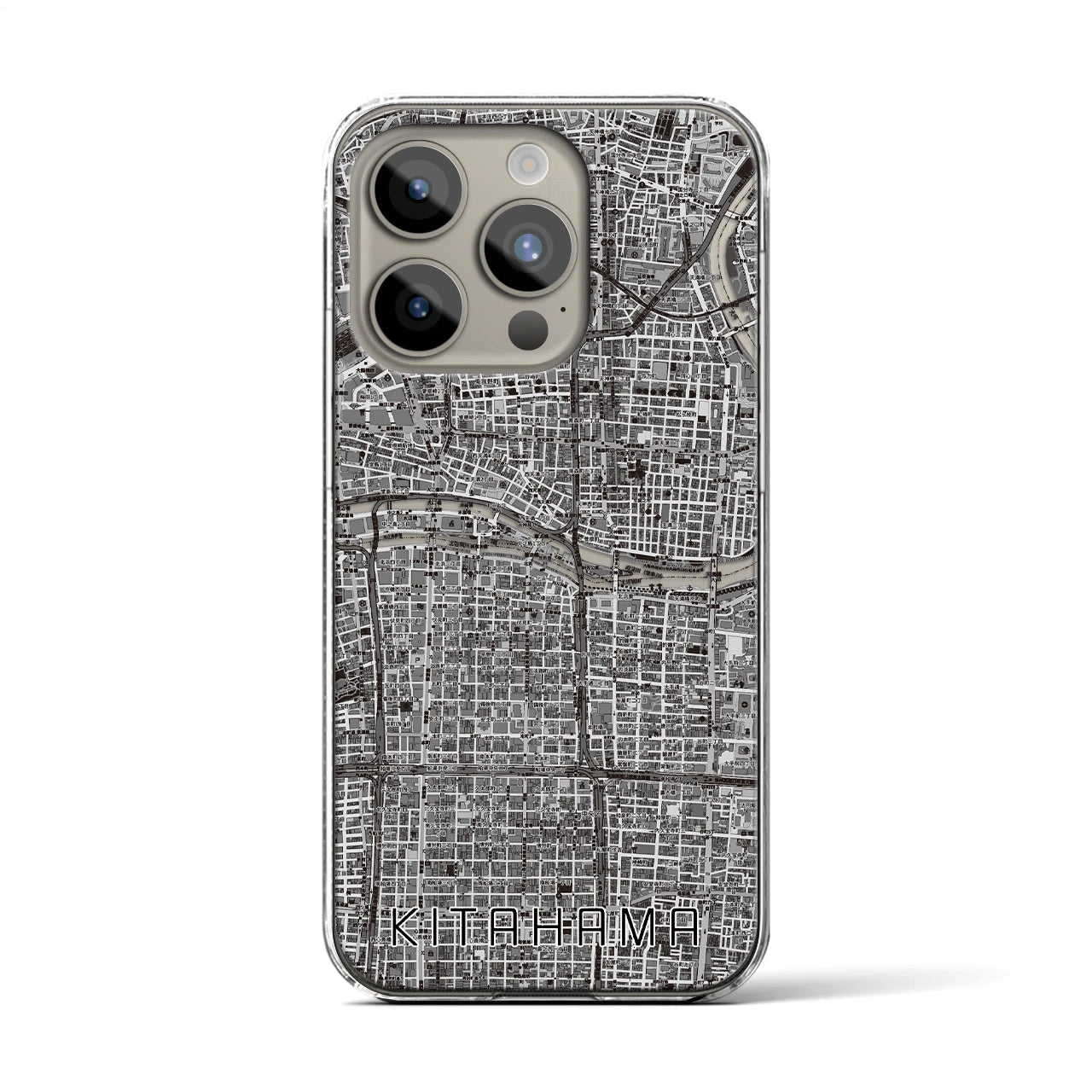 【北浜(大阪府)】地図柄iPhoneケース(クリアタイプ)