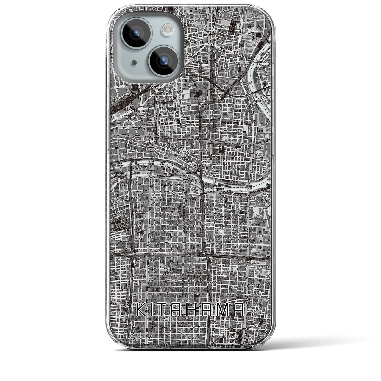 【北浜(大阪府)】地図柄iPhoneケース(クリアタイプ)