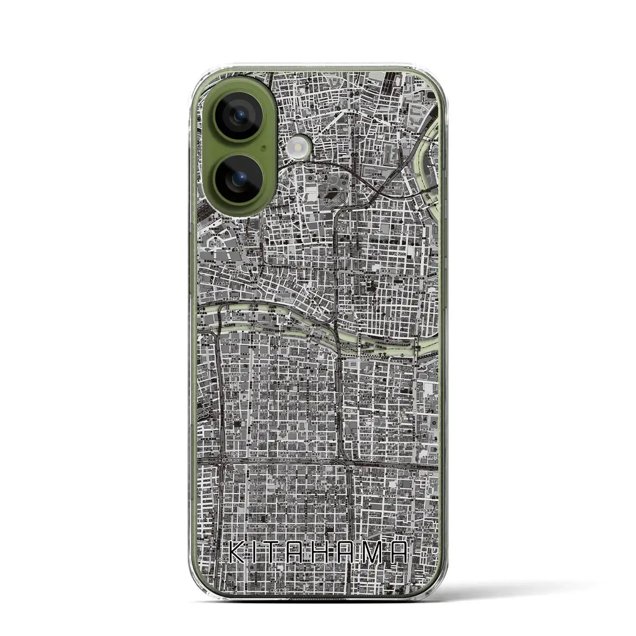 【北浜(大阪府)】地図柄iPhoneケース(クリアタイプ)