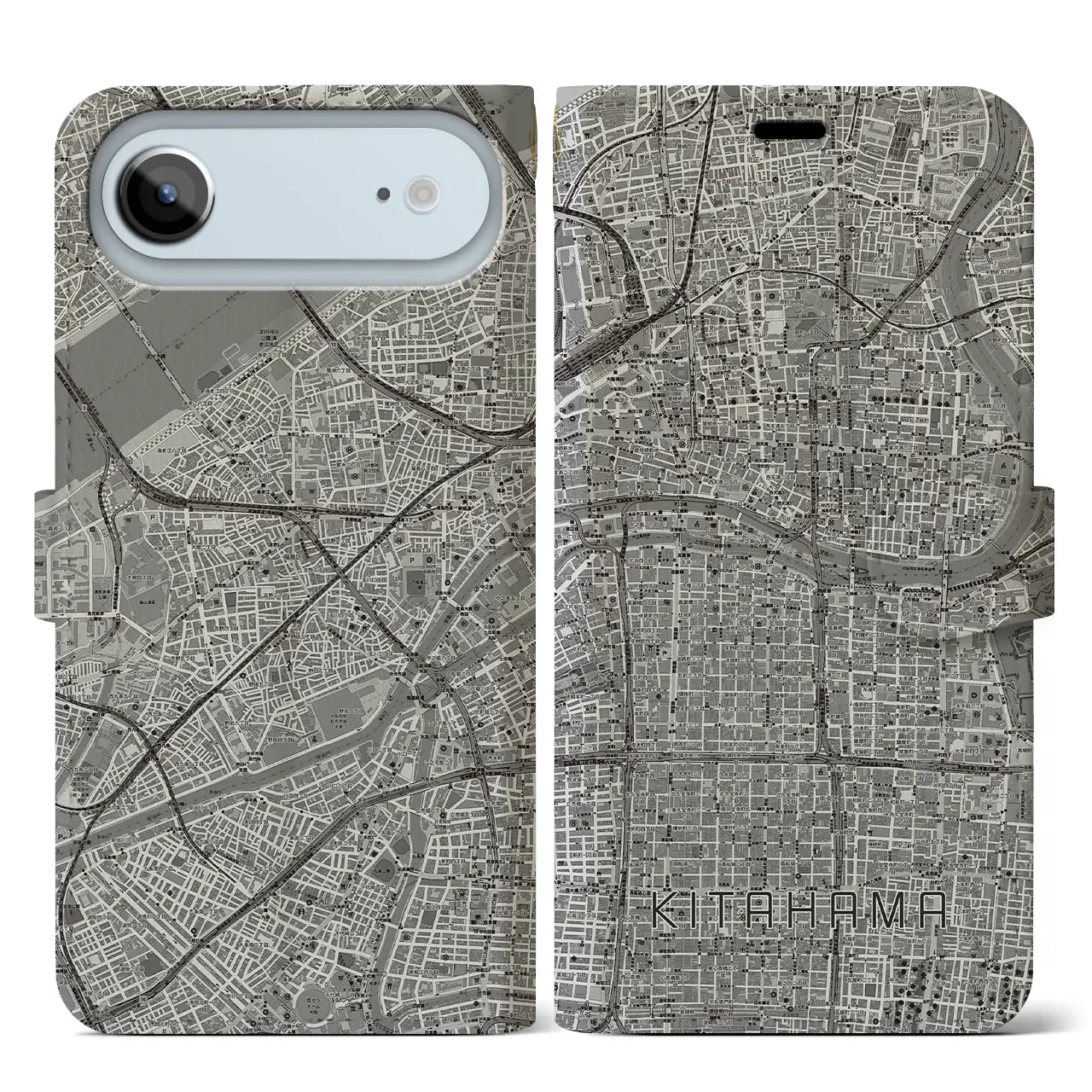 【北浜(大阪府)】地図柄iPhoneケース(手帳タイプ)