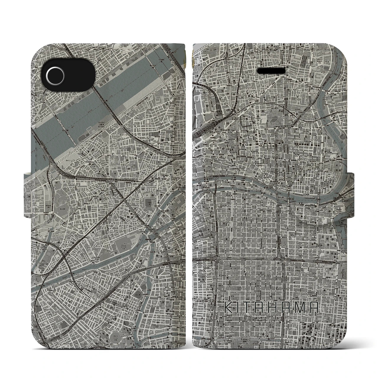 【北浜(大阪府)】地図柄iPhoneケース(手帳タイプ)