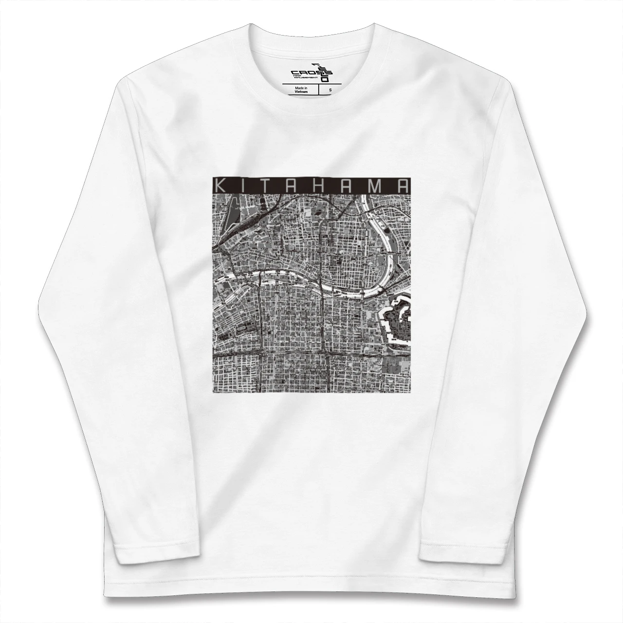 【北浜(大阪府)】地図柄ロングスリーブTシャツ